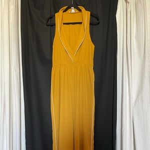 Mustard V-neck Collared Jumpsuit